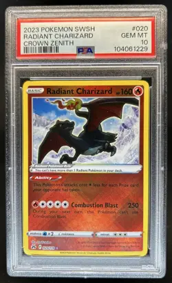2023 Pokemon SWSH Crown Zenith Radiant Charizard Rare #020/159 PSA 10 - Image 1