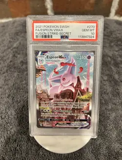 Pokemon Espeon VMAX 270/264 Fusion Strike Secret Rare Alternate Art Holo PSA 10 - Image 1