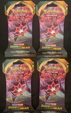 4 Pokemon Sword & Shield Darkness Ablaze Sleeved Booster Packs - Sealed - Image 1