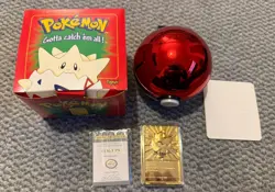 Pokemon TOGEPI 23K Gold Plated Trading Card 1999 Burger King Toy (With Ball/Box) - Image 1