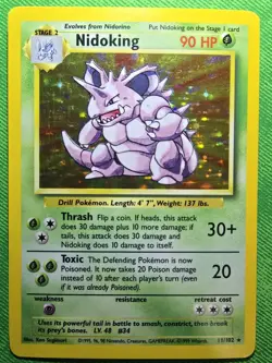 1999 POKEMON TCG BASE SET 11/102 NIDOKING UNLIMITED HOLO RARE NEAR MINT - Image 1