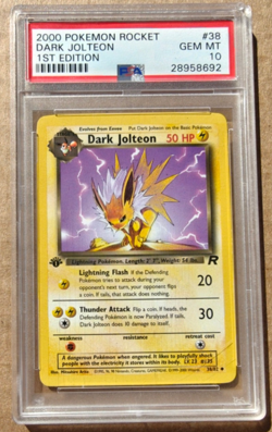 2000 Pokemon 1st Edition PSA 10 (GEM MINT) Rocket Dark Jolteon 38/82 - Image 1