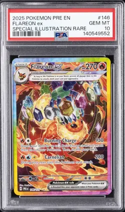2025 POKEMON PRE EN-PRISMATIC EVOLUTIONS #146 FLAREON EX PSA 10 - Image 1