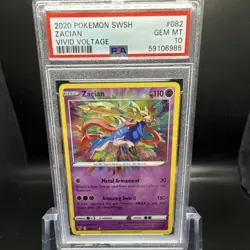 Pokemon Zacian 082/185 Swsh04 Vivid Voltage Amazing Rare Holo PSA 10 2020 TCG - Image 1