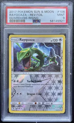 2017 Pokemon Guardians Rising #106 Rayquaza Reverse Holo Foil PSA 9 Mint - Image 1