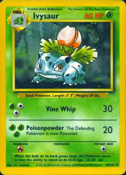 IVYSAUR 30/102 UNCOMMON BASE SET UNLIMITED POKEMON MP - Image 1