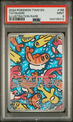 2024 POKEMON TWM EN-TWILIGHT MASQUERADE ILLUSTRATION RARE #186 TATSUGIRI PSA 9 - Image 1