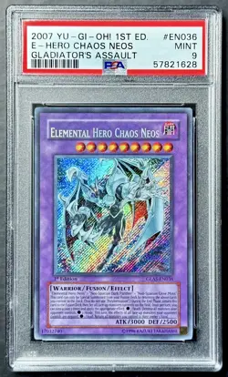 2007 Yugioh ELEMENTAL HERO CHAOS NEOS GLAS-EN036 1st Edition Secret Rare PSA 9 - Image 1