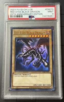 PSA 9 Red-Eyes Black Dragon LOB-EN070 (Ultra Rare) 25th Anniversary Edition - Image 1