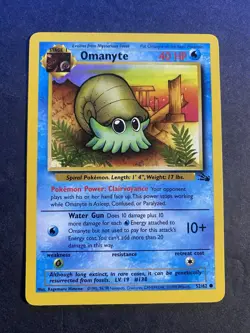 Omanyte 1st Edition 1999 Fossil Set 52/62 Pokemon Trading Card Game. - Image 1