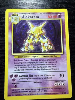 Alakazam 1/102 Base Set Holo Rare Pokemon Card HP - Image 1