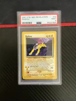 Pokemon PSA 9 MINT 2001 Raikou 22/64 Neo Revelation Rare Card - Image 1