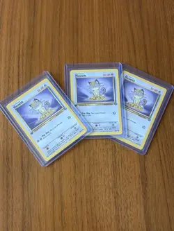 Pokemon TCG Base Set Meowth 1st Edition 56/64 Lot of 3 Cards English 1999 (3x) - Image 2