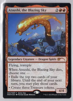 1x Atsushi, the Blazing Sky *Game Day Promo Foil* - Kamigawa: Neon Dynasty - NM - Image 1