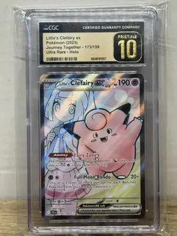 Pokemon Lillie's Clefairy ex 2025 Journey Together 173/159 Holo CGC PRISTINE 10 - Image 1