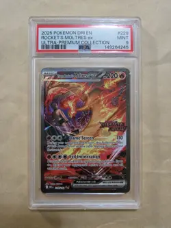TEAM ROCKET'S MOLTRES EX #229 STAMPED UPC PROMO 2025 POKEMON DESTINED PSA 9 MINT - Image 1