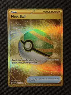 Pokemon Nest Ball 255/198 Gold Hyper Rare Scarlet & Violet Base SVI - Image 1