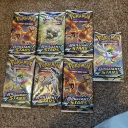 7 Packs!!! Pokemon Brilliant Stars From Sword And Shield - Image 1