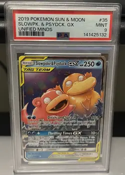 2019 Pokemon Unified Minds Slowpoke & Psyduck GX #35 PSA 9 - Image 1