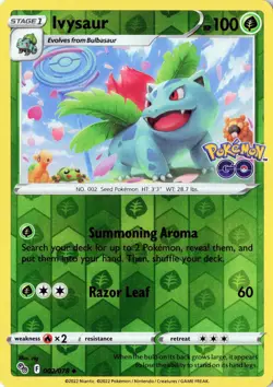2022 Reverse Holo Pokemon Pokemon GO #002/078 Ivysaur - Image 1