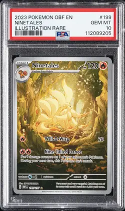 2023 POKEMON OBF EN-OBSIDIAN FLAMES ILLUSTRATION RARE #199 NINETALES PSA 10 - Image 1