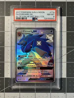 2017 Pokemon S&M Great Ball Collection 77a Zoroark GX PSA 8 Hidden Fates Promo - Image 1
