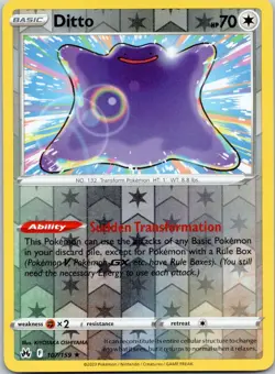 Ditto 107/159 Holo Crown Zenith Pokemon Reverse Holo Near Mint - Image 1