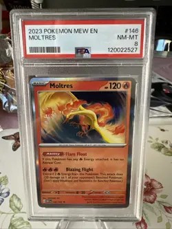 PSA 8 Moltres 146/165 2023 Pokemon 151 EN MINT Holo Rare - Image 1