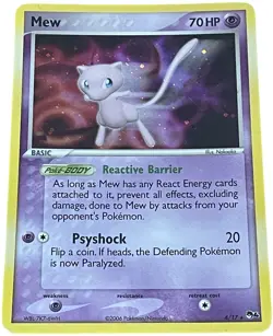 Pokemon Mew 4/17 Holo POP Series 4 2006 Vintage Rare Cosmos Holo MP - Image 1