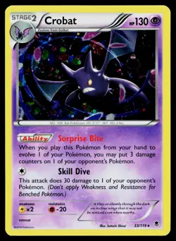 Crobat 33/119 Cosmo Holo Rare Phantom Forces Pokemon Lightly Played - Image 1