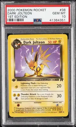 2000 POKEMON ROCKET 1ST ED #38 DARK JOLTEON PSA 10 - Image 1