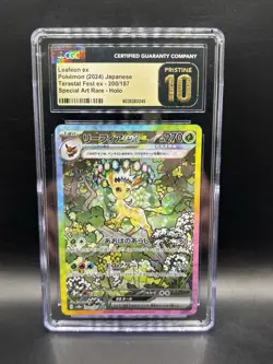 Pokemon CGC 10 PRISTINE Leafeon ex SAR 2024 200/187 SV8a Japanese - Image 1