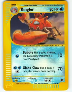 Kingler - Reverse Holo - 15/165 Expedition Base Set - Pokemon TCG - 2002 - Image 1
