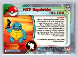 Topps Pokemon 1999 - SQUIRTLE - #07 Topps Series BLUE Logo - Image 2