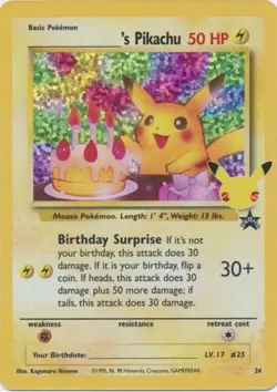 Pokemon TCG Birthday Pikachu – Celebrations 24/25 Holo (Classic Collection) - Image 3