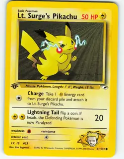 Lt. Surge's Pikachu - 1st Edition - 81/132 Gym Heroes- WOTC - Pokemon TCG - 2000 - Image 1