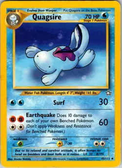 Quagsire 045/111 Neo Genesis Pokemon MP Unlimited - Image 1