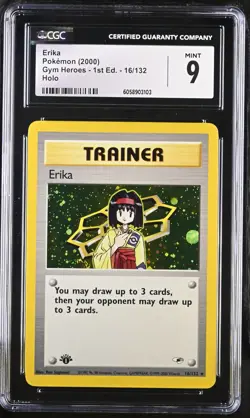CGC 9 MINT Erika Gym Heroes 1st Edition 16/132 Holo Pokemon Card psa - Image 1