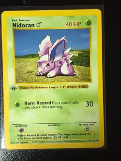 Nidoran Male 1st Edition Shadowless Pokemon Card Base Set 55/102 - LP - Image 1
