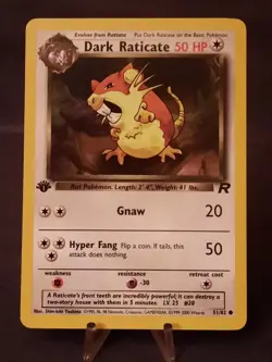 Pokemon Card Team Rocket 1st Edition Regular Finish Dark Raticate 51/82 VLP-NM - Image 1