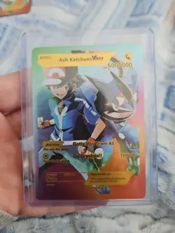 Ash Ketchum Vmax Rainbow Foil Fan Art Vinyl Premium Collector Card - Image 1