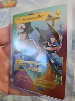 Ash Ketchum Vmax Rainbow Foil Fan Art Vinyl Premium Collector Card - Image 2