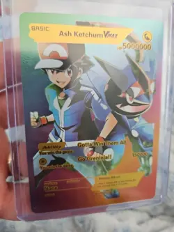 Ash Ketchum Vmax Rainbow Foil Fan Art Vinyl Premium Collector Card - Image 4