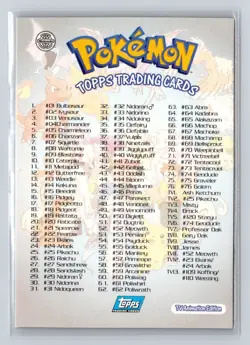 Topps Pokemon 1999 - ASH - PIKACHU - Topps Trading Cards #Checklist - Image 2
