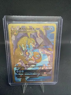 Mega Charizard X GX Gold Pokemon Card Collectible Gift/Display - Image 1