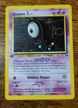 Unown 14/75 1st Edition A Neo Revelation Holo Rare Pokemon Card VLP - Image 1