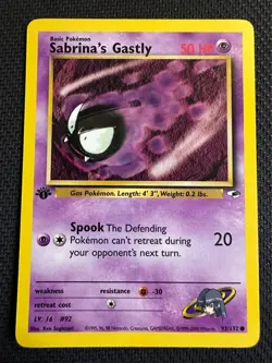 Sabrina's Gastly - 93/132 - 1st Edition Near Mint Gym Heroes Pokemon Card - Image 1