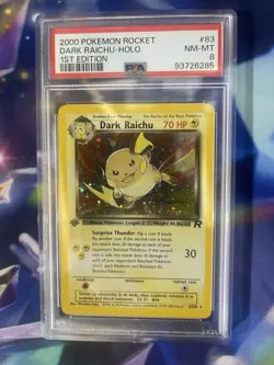 Pokemon 1st Edtion Dark Raichu 83/82 Team Rocket Holo Graded PSA 8 NM-MT - Image 1