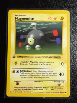Magnemite 53/102 1ST EDITION Shadowless Pokemon LP - Image 1