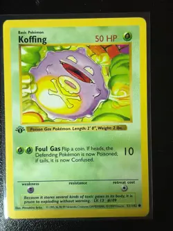 Pokemon TCG WOTC Koffing 1st Edition - Base Set - Shadowless - 51/102 LP - Image 1